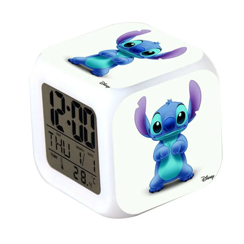 

Cartoon Lilo & Stitch LED 7 Color Flash Digital Alarm Clocks Kids Night Light Clock reloj despertador despertador de cabeceira