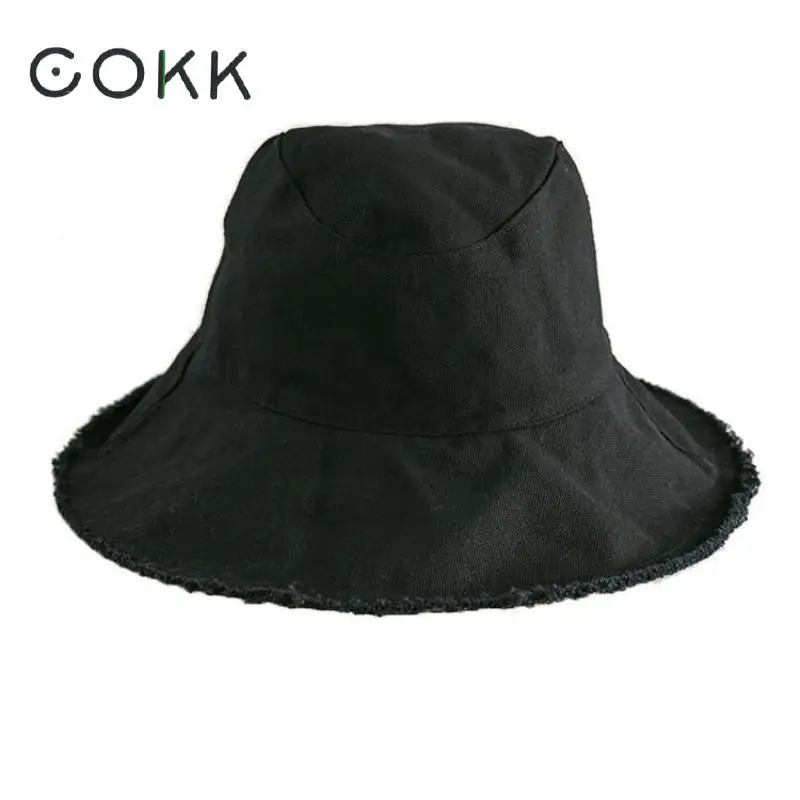 

COKK Bucket Hat Women Fisherman Cap Summer Autumn Denim Cloth Korean Fishing Hat Female Panama Cap Sunshade Ladies Gorras Kpop