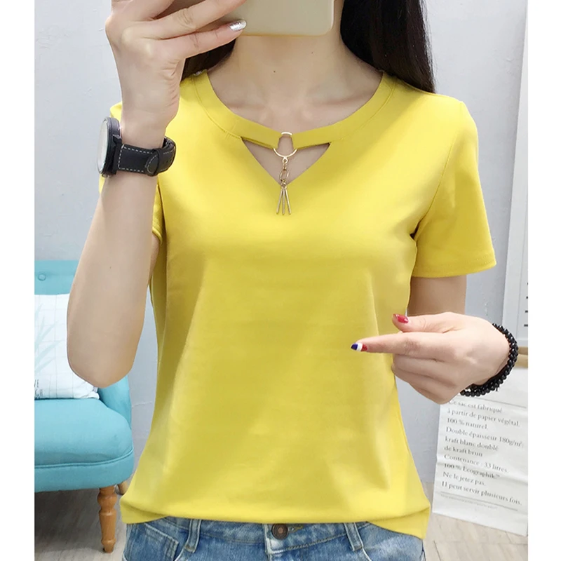 Летняя футболка с коротким рукавом Ms. новая Корейская круглым вырезом 2019 |