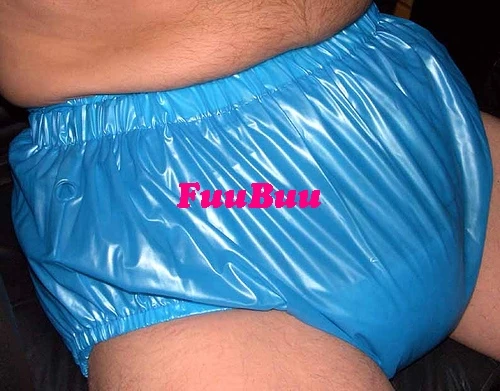 

Free shipping FUUBUU2201-Blue-L-2PCS Pull on plastic pants underwear men boxers shorts men pvc incontinence shorts