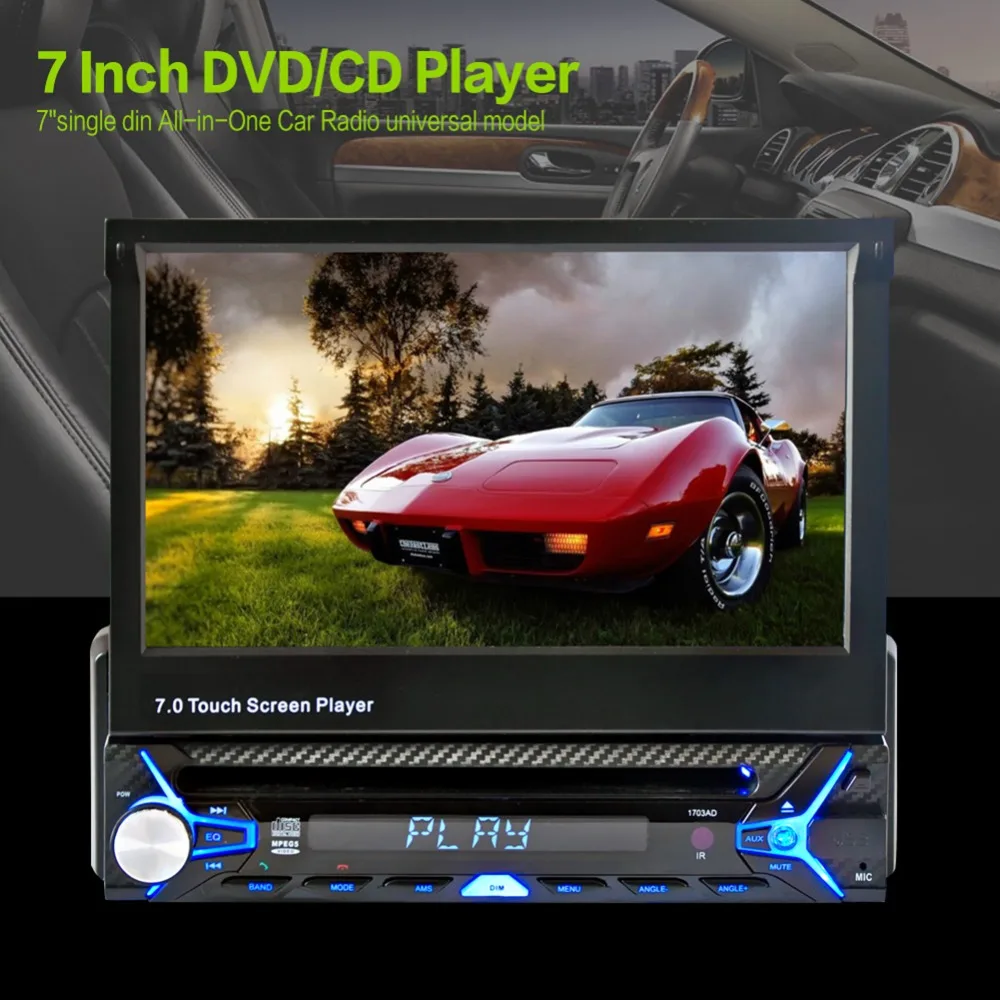 

1703AD 7 Inch Single DIN Wince System Car Tensile Screen DVD Car Audio DVD/CD player Support SD card U disc With rear camera