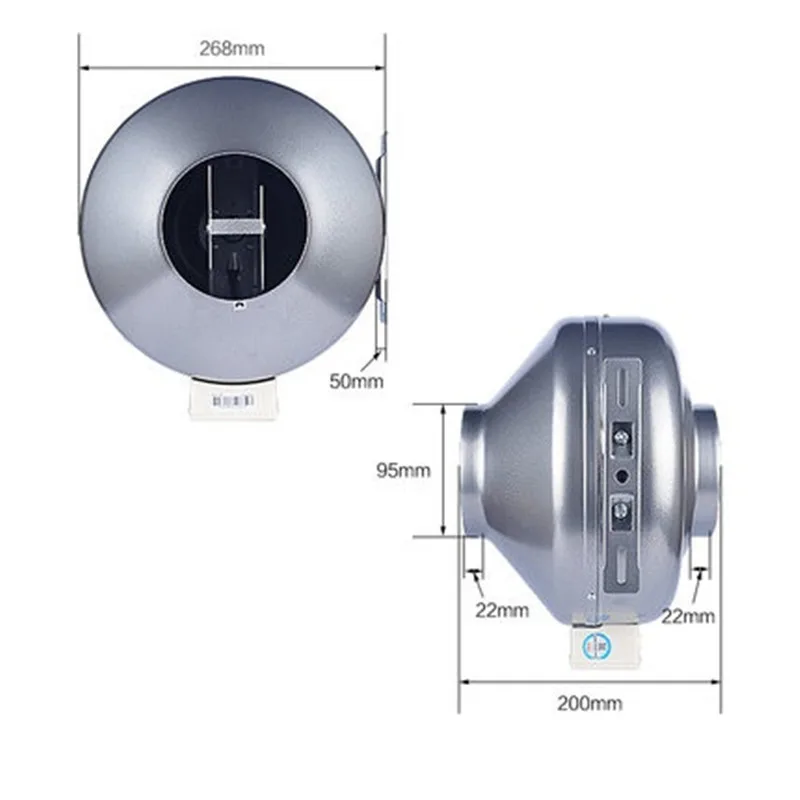 220V вентилятор для круглего трубопровода Вытяжной вентилятор дымоуловитель Кухня склад подвал сильная воздуходувка 75 Вт 330m3/ч
