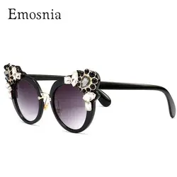 Emosnia Cateye diamond Солнцезащитные очки для женщин Для женщин зеркало кристалл ретро кошка Средства ухода для век негабаритных Jewel солнцезащитных