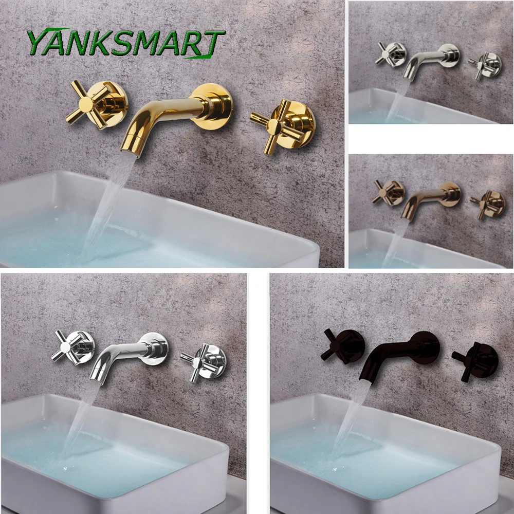 Yanksmart Basin Faucets Wall Mounted Bathroom Sink Basin Mixer Tap