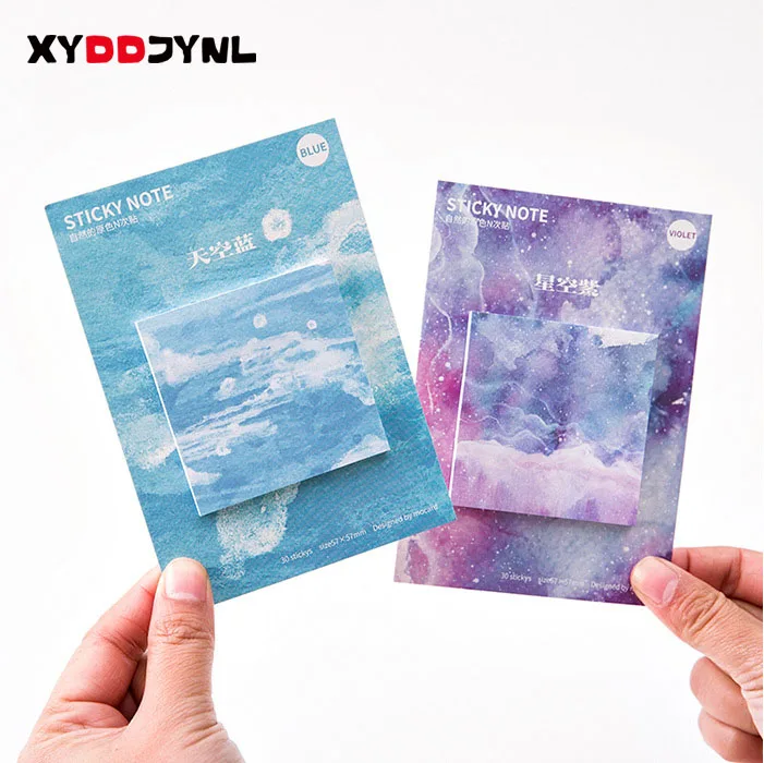 

2PCS Creative Sticky Note Natural Color Series Self-Adhesive Memo Pad Bookmark Planner School Office Supply 30 Sheets