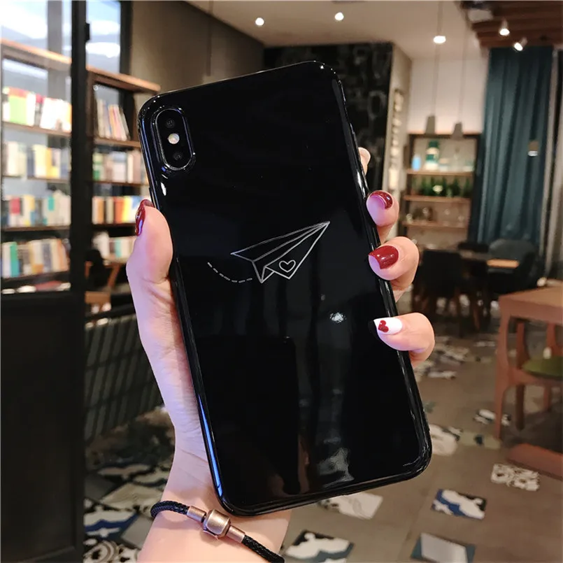 WLMLBU для iPhone 7 8 Plus XS Max XR Xs чехлы для телефонов с буквами для iPhone X 8 7 6 6S Plus мягкая задняя крышка из ТПУ силиконовый чехол с перьями - Цвет: fj Black
