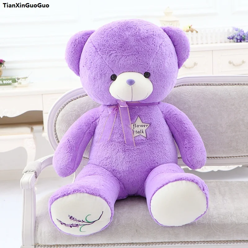 

stuffed toy large 100cm purple teddy bear plush toy flower bear soft doll throw pillow toy birthday gift s1007