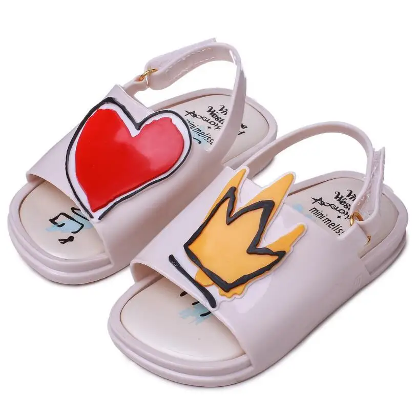 

Melissa Crown and Red Heart Mini Sandals 2019 New Summer Rain Shoes Jelly Shoe Girl Non-slip Kids Sandal Toddler