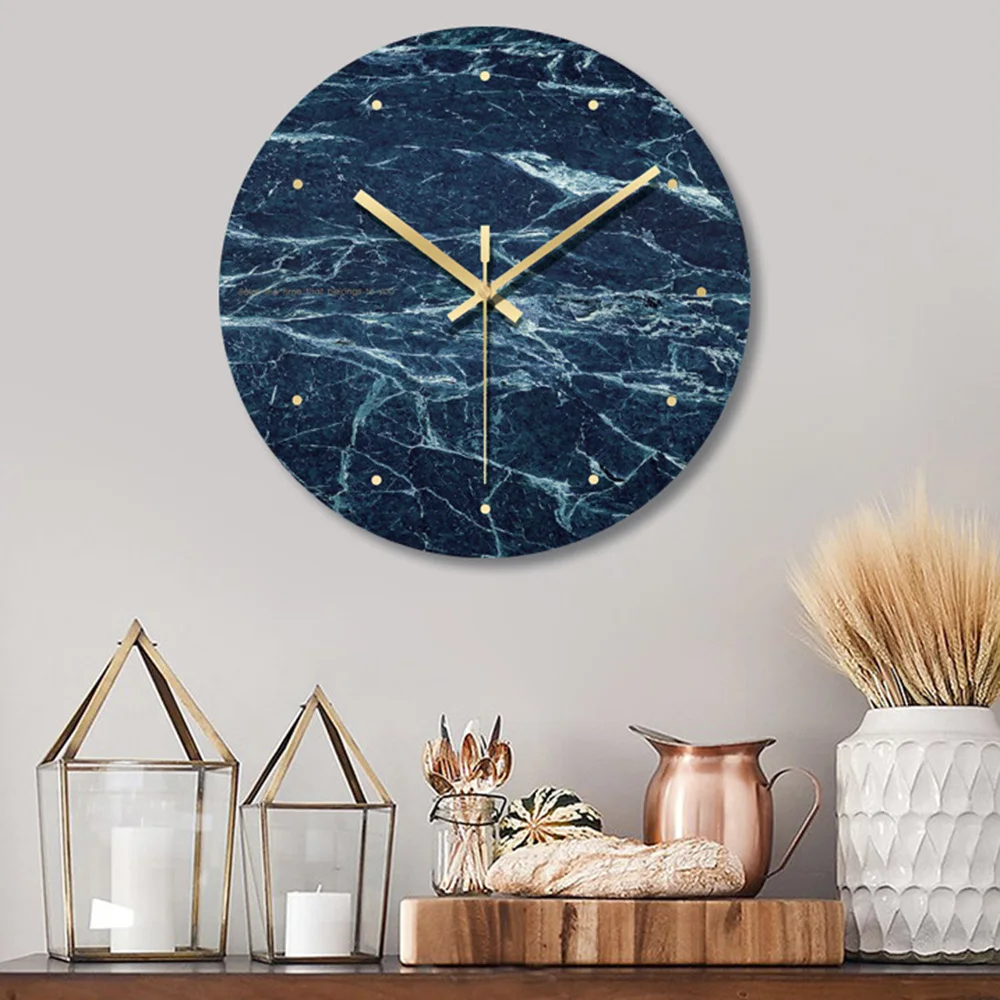 Günstig 1 stücke Nordic Minimalistischen Marmor Wanduhr Kunst Uhr Ornament Restaurant Cafe Shop Kreis Wanduhr Modern Design Home Decor