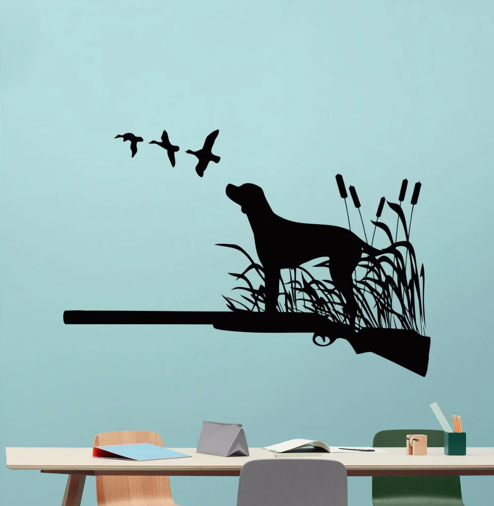 

Hunting Dog Gun Duck Wall Sticker Design Decor Hunter Art Removable Poster Mural Vinyl Art Removable Decoration W151