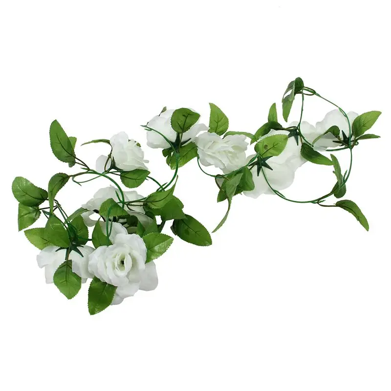 

Artificial Rose Silk Flower Vine Garland Home Wall Party Wedding Decor White