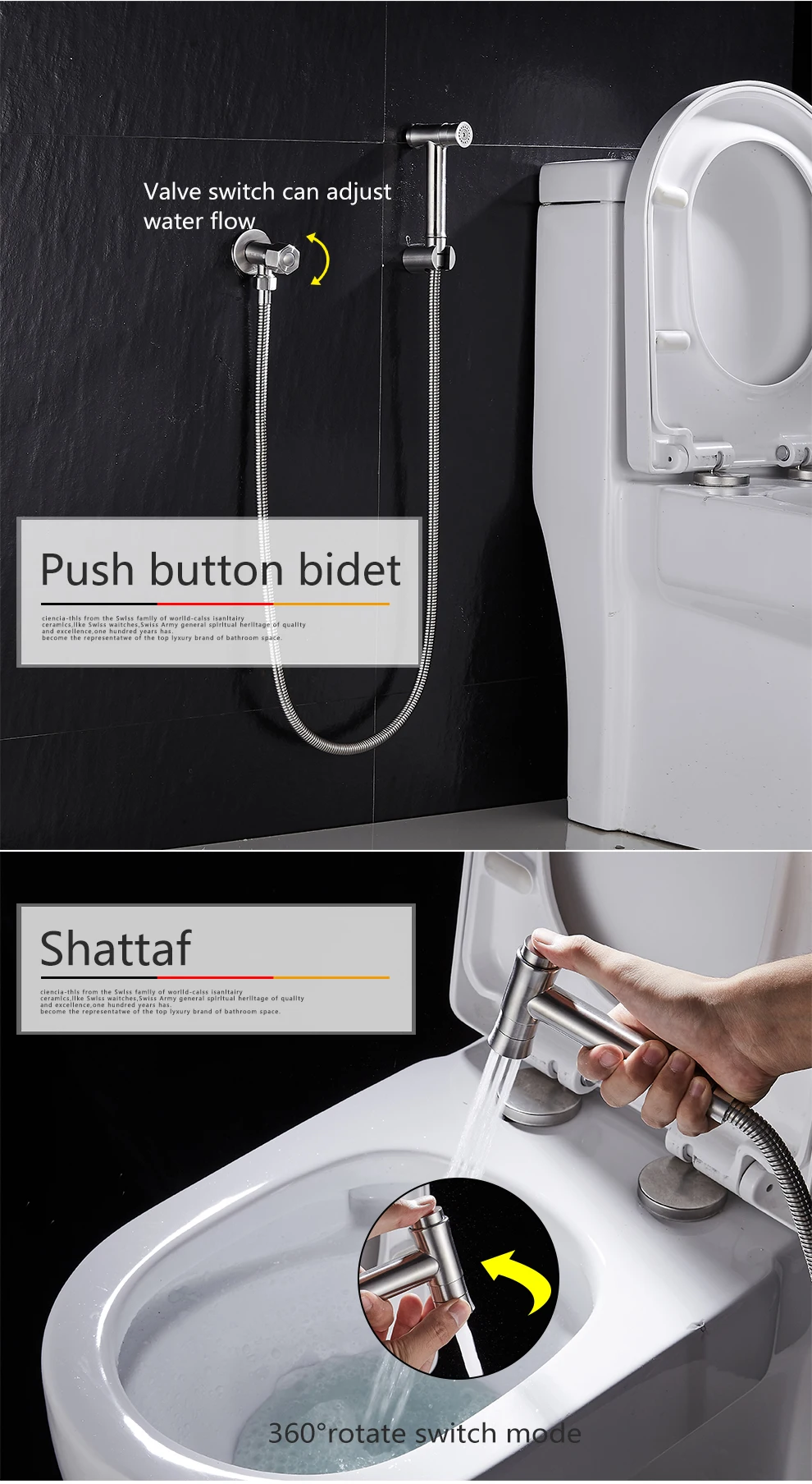 SUS304 нержавеющая сталь кнопка типа 2-Way режим ручной Shattaf биде опрыскиватель душевой набор