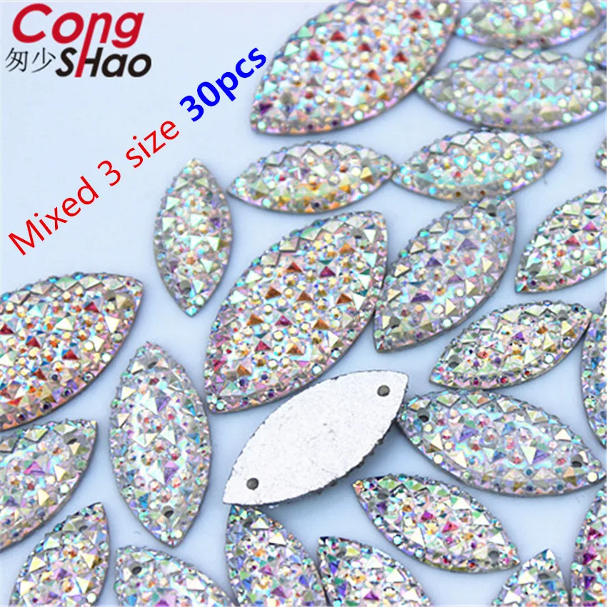 Cong Shao 9*20/11*24/15*29 мм Блестящий Кристалл маркиза AB Цвет Серебряная основа пришить
