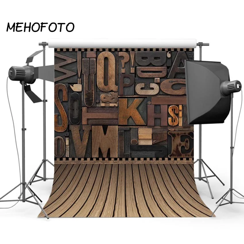 Photography Backdrop Retro Wooden Floor Letter Wall Photo Background Decoration Photographic Backdrops Studio | Электроника