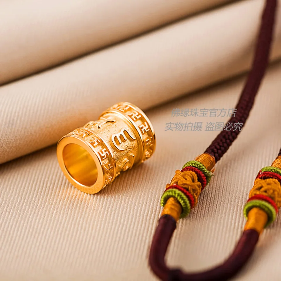 Настоящее 18 К чистого желтого золота Тибетский Буддизм открываемые шесть слов правда кулон веревки для Для мужчин подарок тонкой ювелирные изделия
