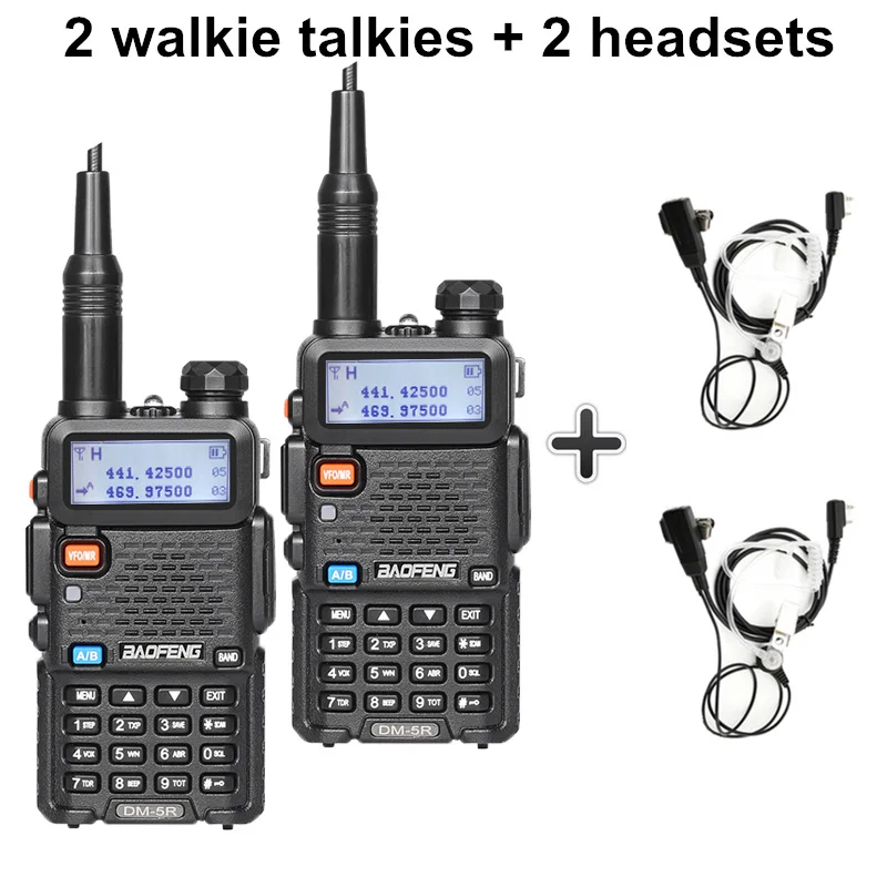 2 шт. Baofeng DM-5R цифровые радиостанции Portatiles Uhf Vhf рация ПМР 10 км DMR радио CB коротковолновым приемником Baofeng Uv-5r Uv5r плюс - Цвет: Add 2 headsets
