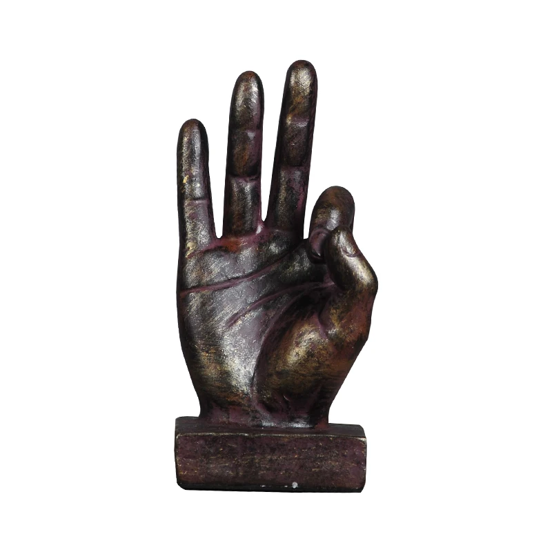 

Inspired Gesture Resin Ornaments Home/bar/hotel Retro Decorative Posture Hand Metal Copper Color Mechanical Old Destktop Decor