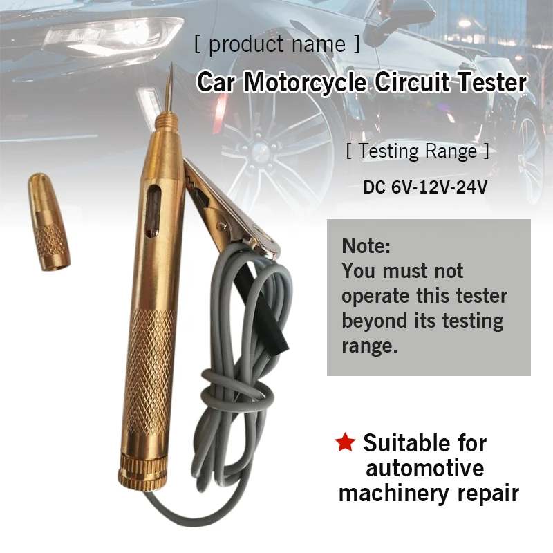 

New Copper DC 6V 12V 24V Probe Light System Test Probe Lamp Auto Car Light Circuit Tester Lamp Voltage Test Pen Detector