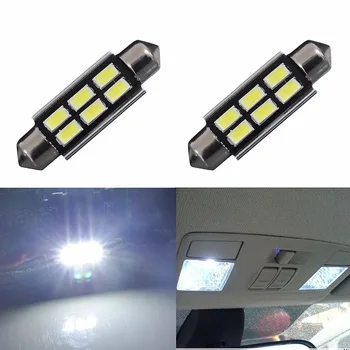 

AGLINT 2PCS C5W Festoon 41mm Automotive White LED Interior Dome Bulb 5730SMD 6 LED 12 Volt Auto Canbus License Plate Light