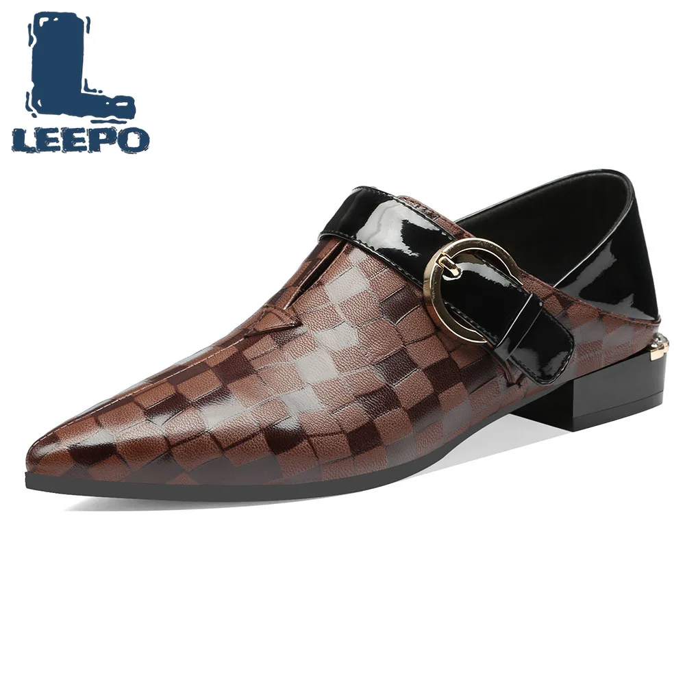 

Women Loafers Shoes Cow Leather Plaid Comfort Daily Commuting Shoes Woman Luxury Designers Moccasins Ladies Loafers Flats