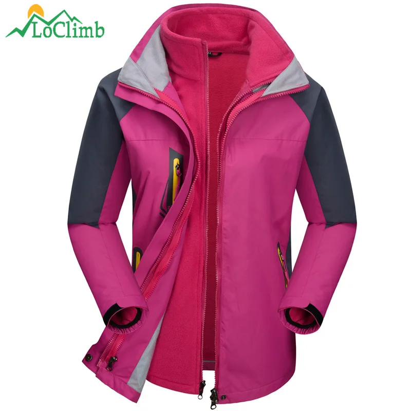 LoClimb зимняя походная одежда для мужчин и женщин, водонепроницаемые флисовые куртки для альпинизма, дождевики, уличная Лыжная спортивная куртка, AM145