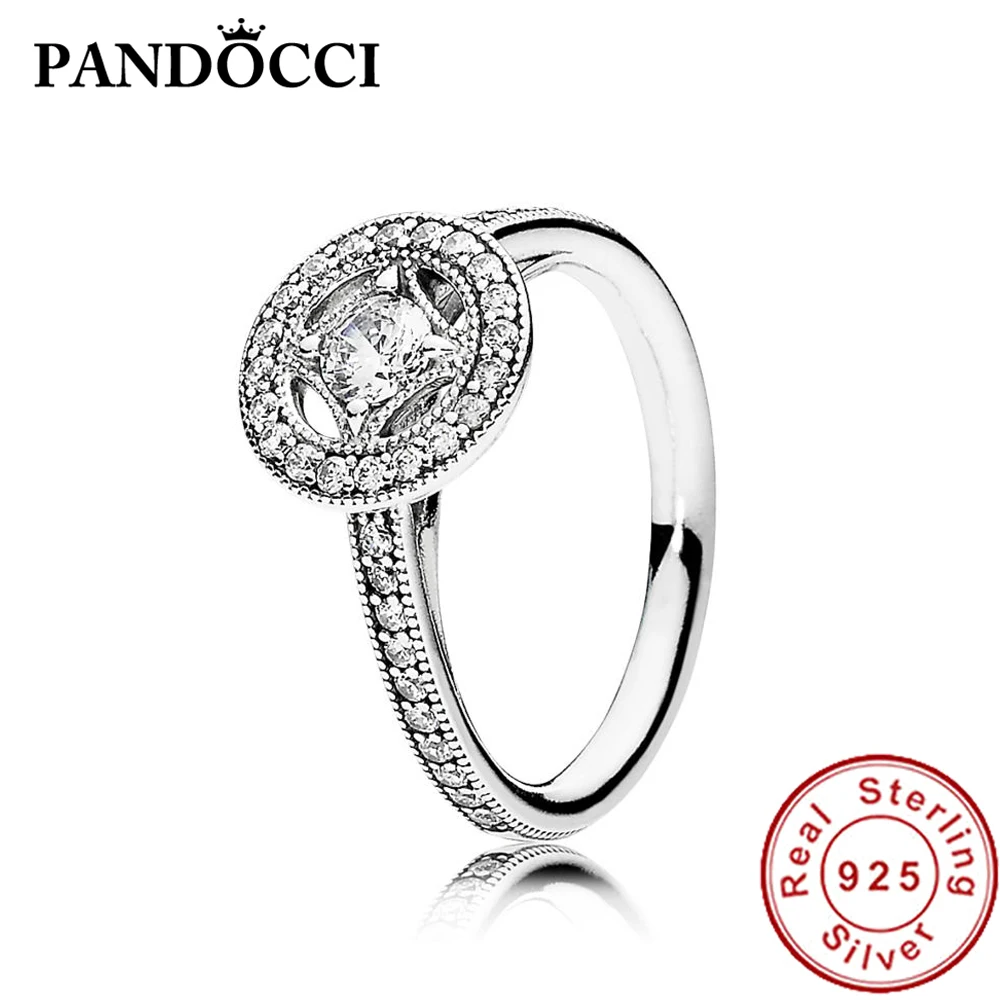 

PANDOCCI 100% 925 Sterling Silver 1:1 Original Genuine 191006CZ VINTAGE ALLURE RING Personality Romantic Jewelry
