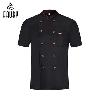 

New Arrive Chef Jacket Women Men Short Sleeve Cook Shirt Hotel Kitchen Kochjacke Coffee Cake Shop Food Service Work Clothes