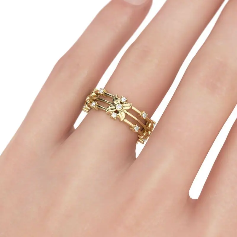 Лидер продаж серебро золотистое кольцо ажурная бабочка Кристал для свадьбы, помолвки хвост кольца для подарка Для женщин CZ кольца для вечеринок ювелирные изделия