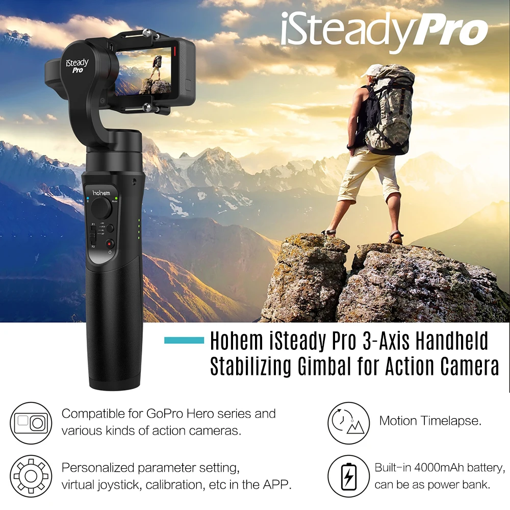 HOHEM iSteady Pro 2/Pro 3-осевая карманная брызгозащищенное с шарнирным замком для DJI Osmo Экшн камера Gopro Hero 7/6/5/4/3 SJCAM YI Action Камера