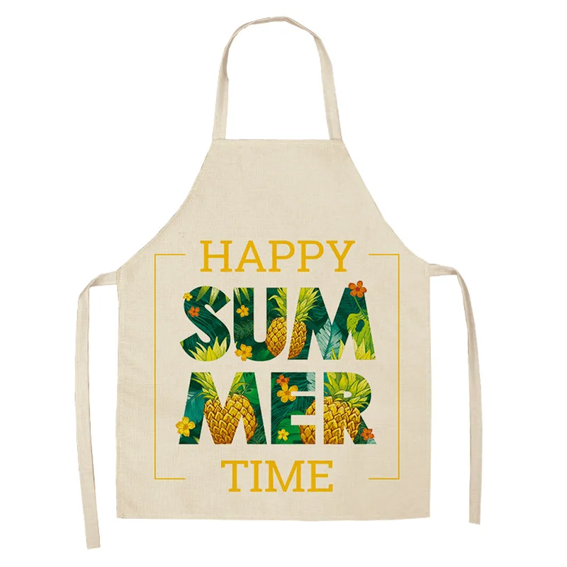 1 Pcs Cotton Linen Pineapple Pattern Kitchen Aprons for Woman Aprons Kitchen Cooking Baking Restaurant Cooking Sleeveless Aprons
