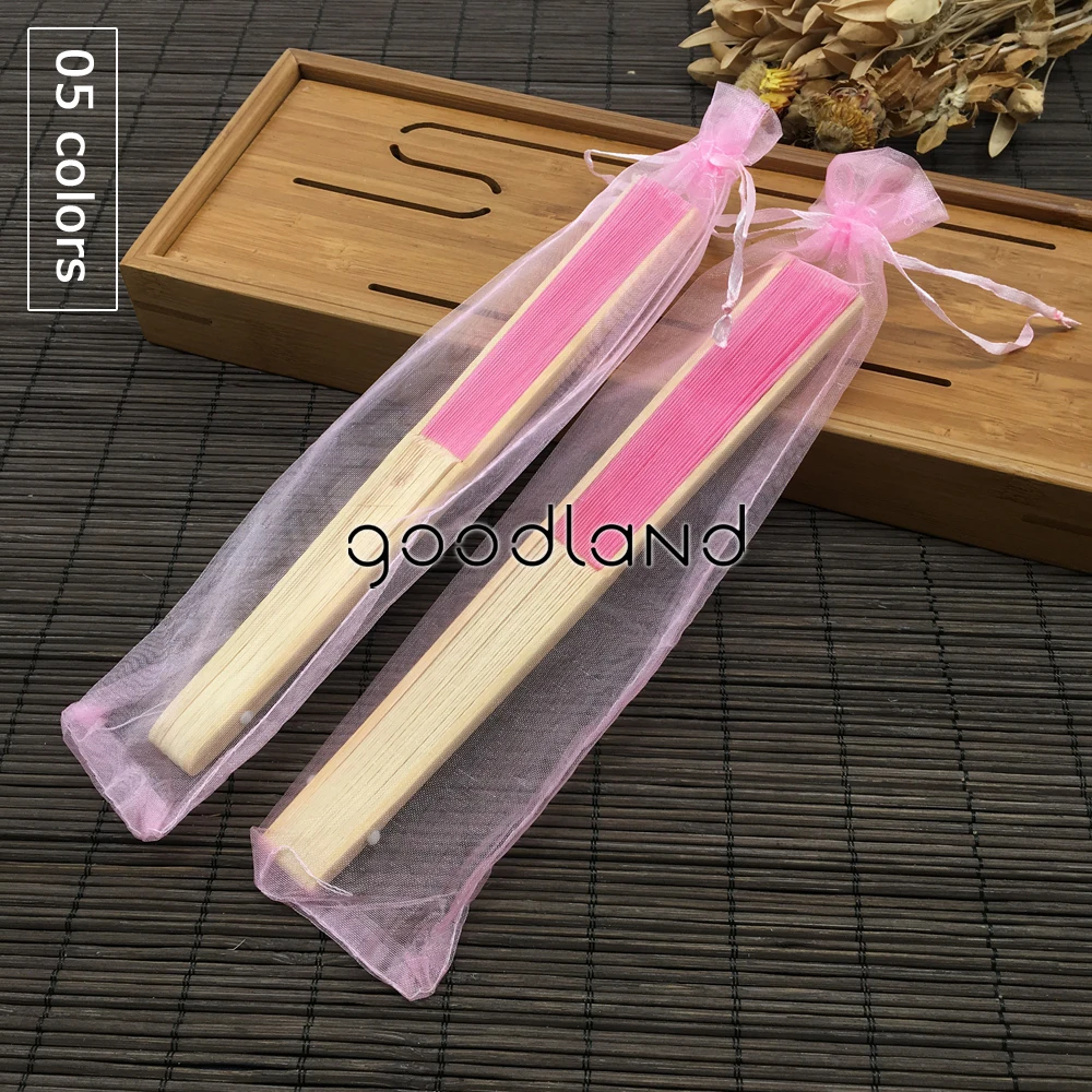  Free Shipping 30pcs/lot Personalized Plain Multi-colors Fabric Folding Held Hand Fan with Organza B - 32804130623