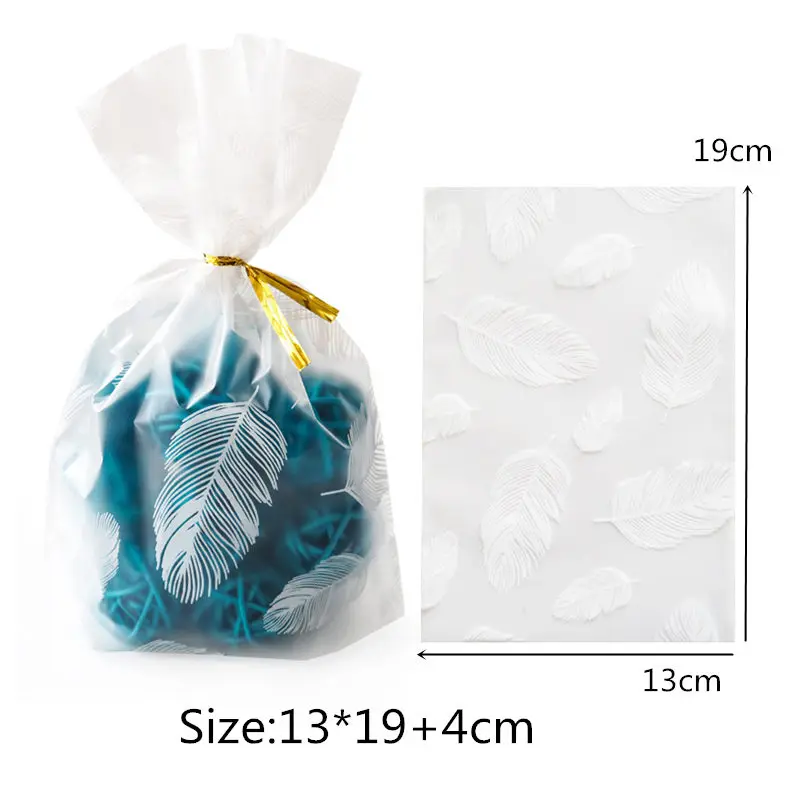  50Pcs Plume Plastic Bag Creative Cookie Candy Bags Wedding Birthday Favors Easter Birthday Party Sn - 32986585821