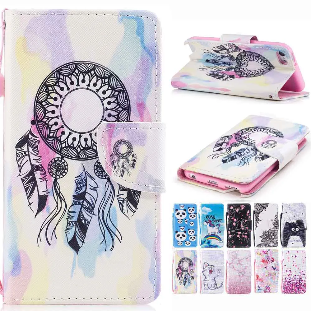 Изысканная роспись кожаный чехол для Ipod Touch 5 флип Flip Wallet Cover телефона Coque