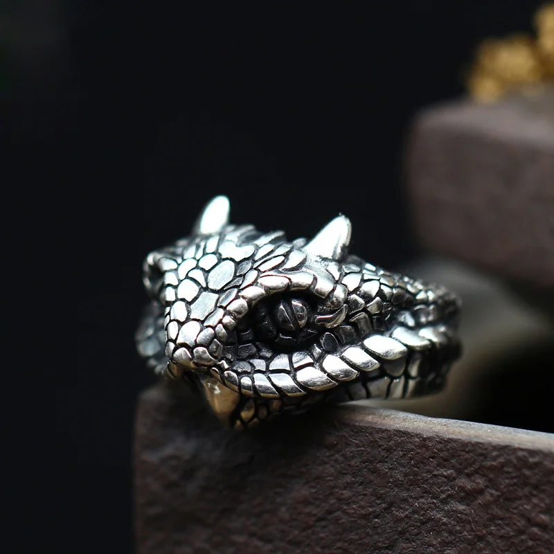 

3D Animal Snake Ring 925 Sterling Silver Python Scale Boa Ring for Men Vintage Punk Rock Resizable Ring Fashion Jewelry Gift