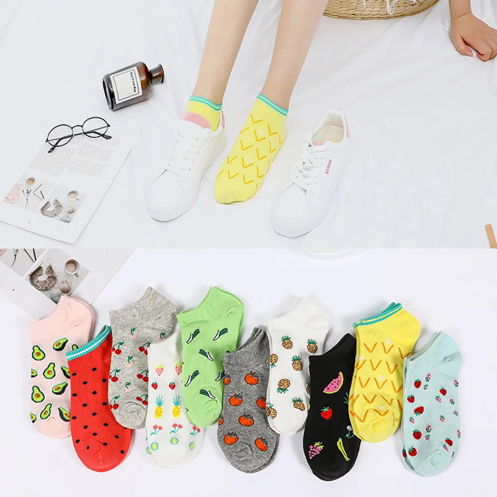 Fruits Socks Fun Crew Socks Novelty Patterned Cotton Socks Avocado Ankle Socks