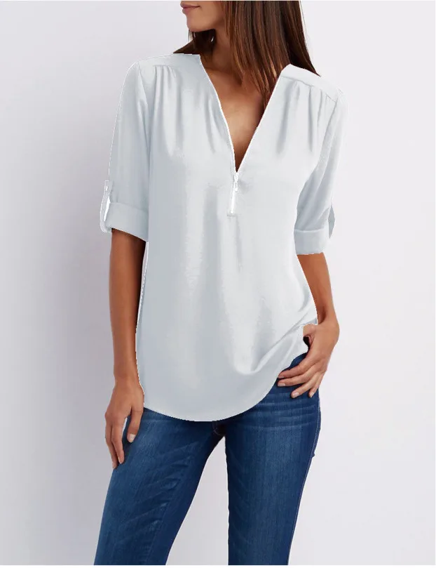 Женские рубашки Лето Осень Повседневная шифоновая блузка Женский Топ Camisa Feminina длинный рукав черный белый женские блузки рубашка(E10