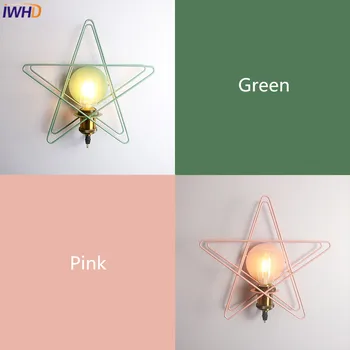 

Creative Pink Star Wall Lamp Wandlamp Nordic Wall Light Bathroom Light RH Bedside Living Room Bar Cafe Luminaire