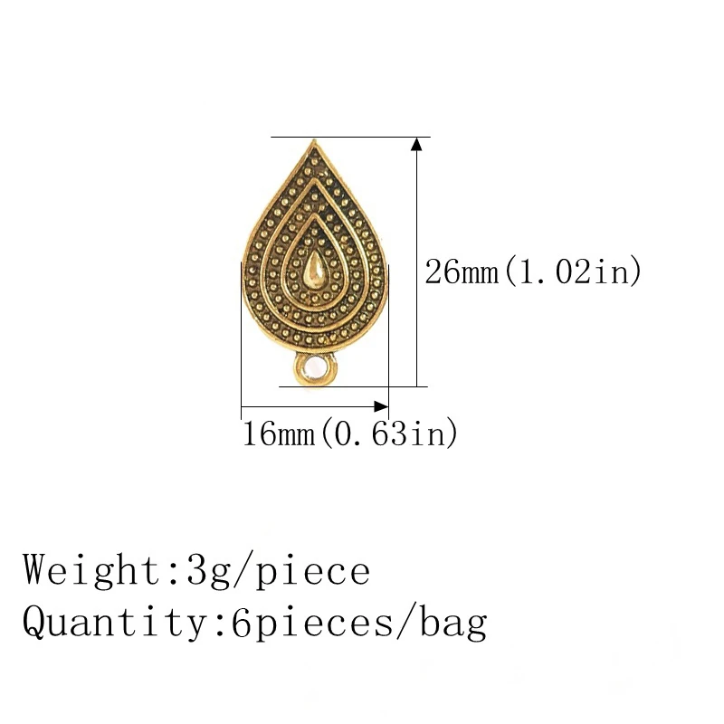 Новинка 6 шт. 16*26 мм Ретро Золотой воды в форме капель серьги База Разъем для серьги DIY серьги аксессуары