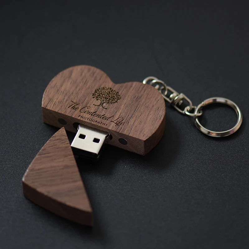 SHANDIAN логотип на заказ Деревянный Сердце USB+ коробка флэш-накопитель Флешка 32 ГБ 16 ГБ 8 ГБ 4 ГБ карта памяти фотографии свадебные подарки