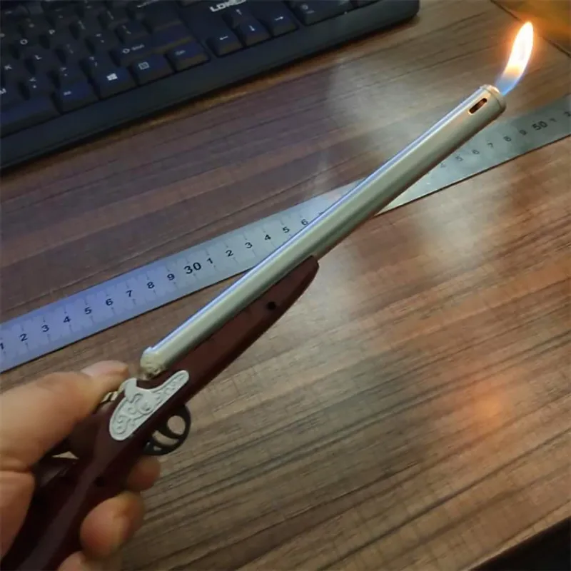 

New style Cigarette Accessories Butane gas lighters Small long pipe gun shape Butane lighter