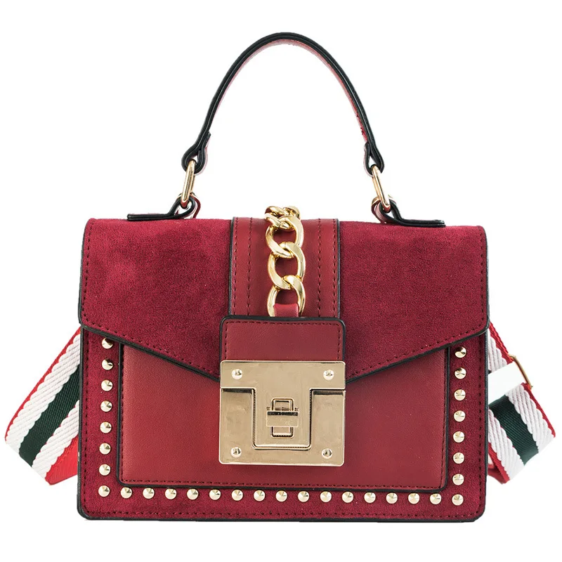 

2018 New Brand Luxury Women's Shoulder Bag High Quality Pu Leather Matte Messenger Bag Hit Color Portable Small Square Bag