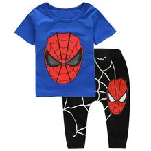 Детские летние комплекты одежды для мальчиков с человеком-пауком; футболка с рисунком; шорты; Спортивный костюм; Одежда для маленьких мальчиков; хлопковый комплект с граффити для малышей