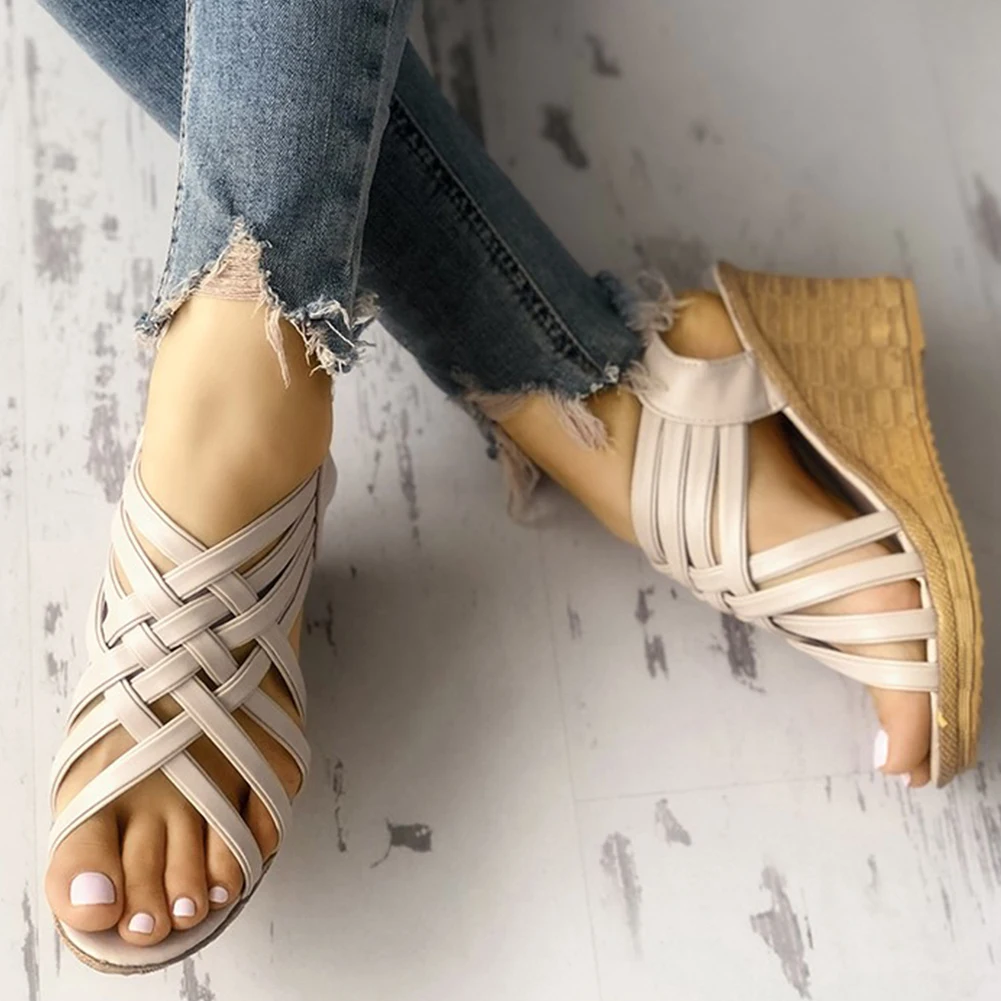 

2019 Cross Platform Wedges Sandals High Heels Summer Sexy Gladiator Sandals Leisure Comfortable Women Shoes Woman