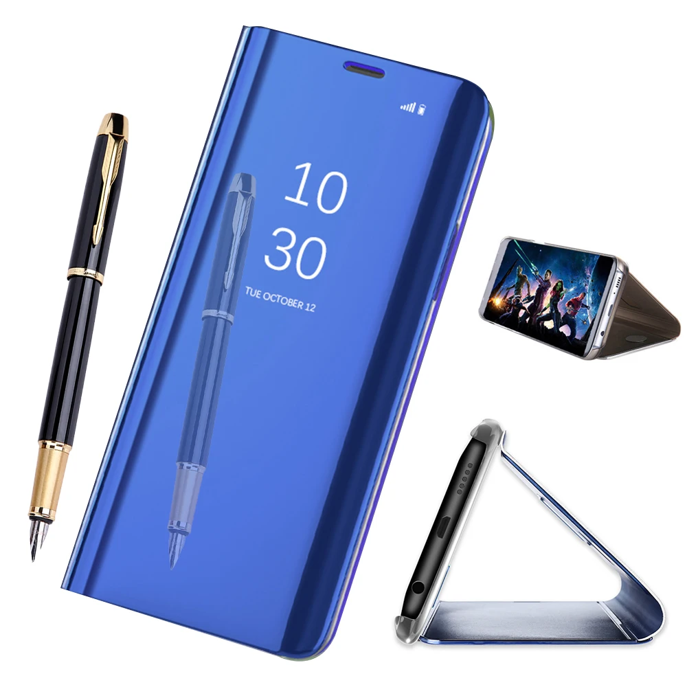 

Flip Leather Cover Xiomi Mi 9 9T 8 A2 lite Redmi Note 4 4x Case Mirror 3D View For Xiaomi A1 Redmi K20 Note 7 6 Pro 5 Plus Case