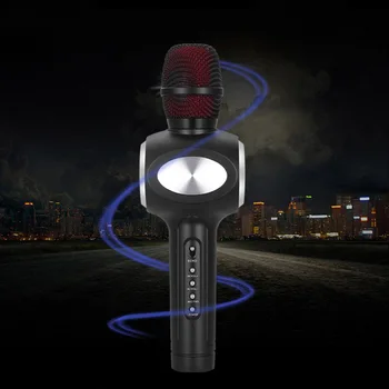 

Karaoke Wireless Bluetooth Smart Microphone Outdoor Speaker Meeting Magic Voice Changer super bass microphones for Mobile Phones