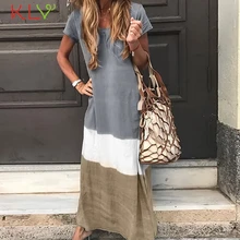 Женское платье strand jurkjes, цветной блок, Пляжное, бохо, элегантное, летнее, длинное, платье размера плюс вечерние,, vestidos robe Femme 19Jun