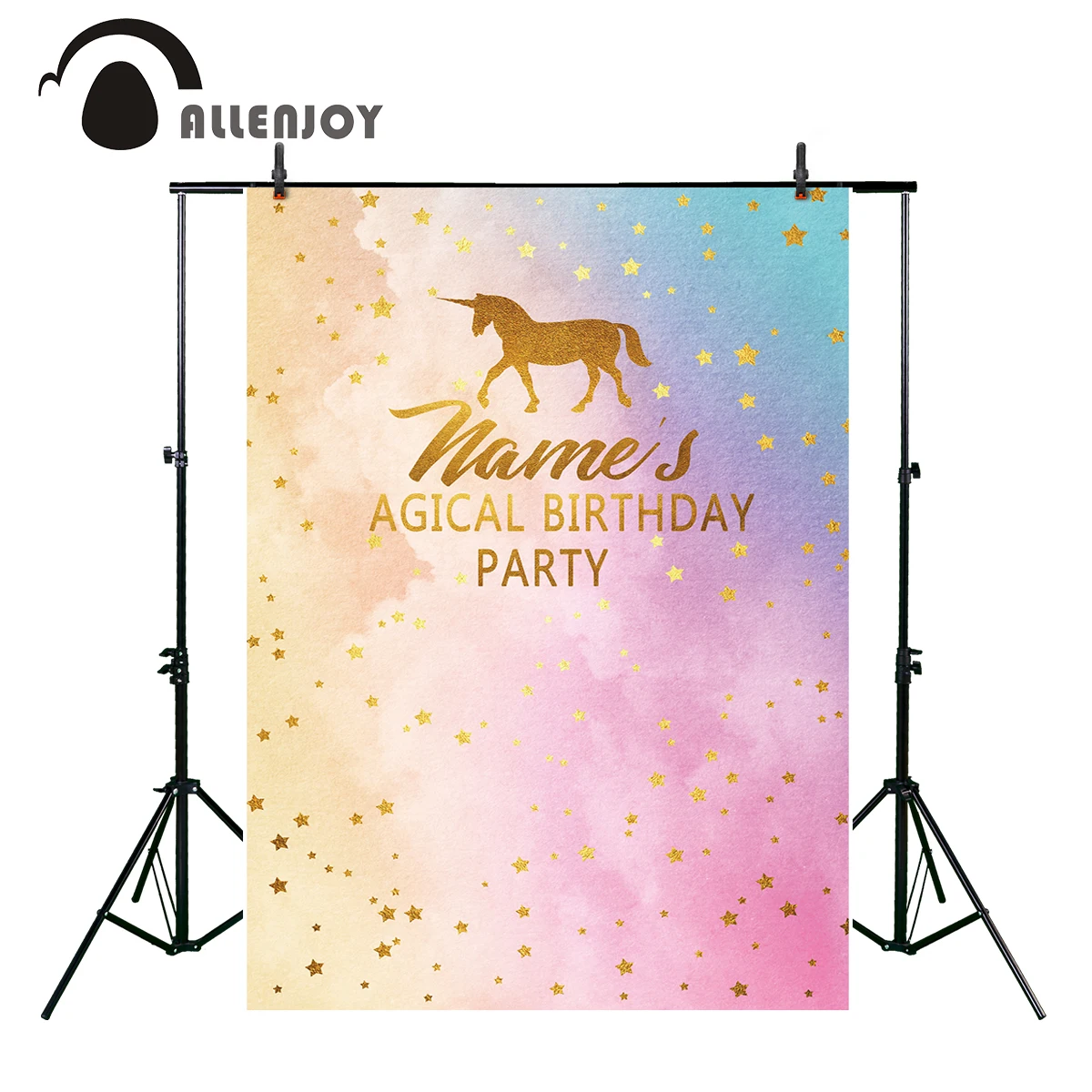 Фон для детских фотографий Allenjoy с акварелью единорогом звездами праздником