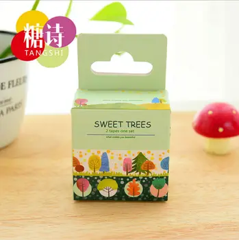 

2pcs/pack Cute Sweet Trees Washi Tape Adhesive Masking Tape Decorative Scrapbooking DIY Label Escolar Papelaria WJ0149