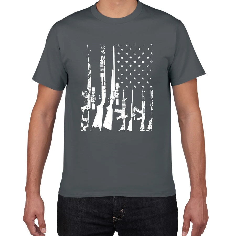 Американский флаг, пулеметы, Мужская футболка, дух ковки, одежда, состаренный Флаг США, пистолет, хлопок, Мужская футболка, большие размеры, футболка для мужчин