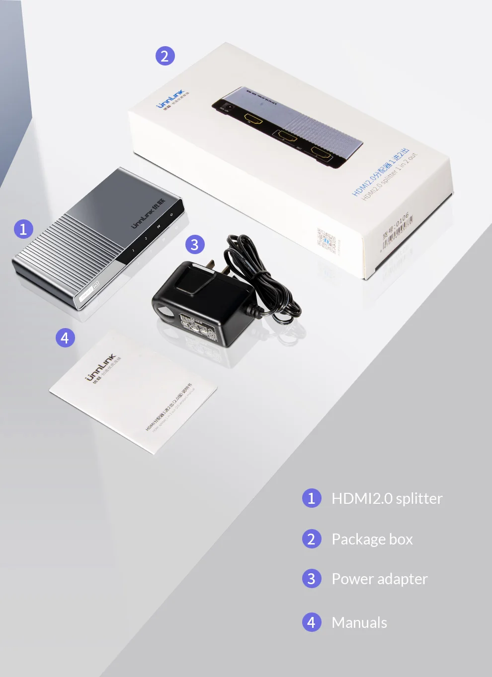 Unnlink HDMI разветвитель 1X2 HDMI2.0 UHD4K@ 60 Гц 4:4:4 18 Гбит/с HDR HDCP 2,2 3D для Светодиодный Smart tv MI tv Box ps4 переключатель xbox проектор